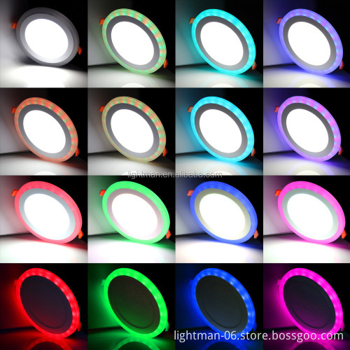 12+6W Double Color RGB Round LED Panel Downlight